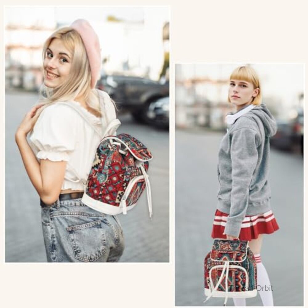 Lightweight Canvas Backpack Purse with Adjustable Straps, Small Daypack - Picture 5 of 7